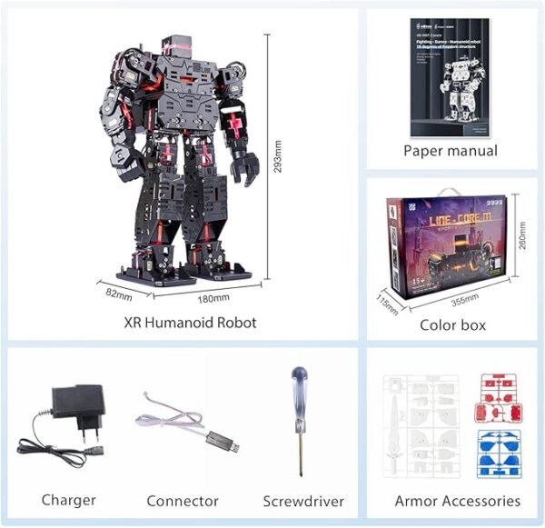 Bipedal Walking Robot, Smart Boxing Football Dancing Robot, Graphically Programmable with Phone and Windows PC App, DIY Armored RC Robot with Servo Light, Gift for Teens and Adults