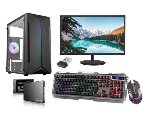 BullOne All-in-One Desktop Computer, 19inch Moniter, Core i7 4770, 16GB RAM, 500GB SSD, RGB Keyboard, Mouse, 2GB Graphics Card, WiFi, RGB Gaming Cabinet (16-500-2GB)