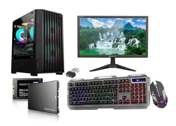 MegaDesk All-in-One Desktop Pc Set, i7 6th Gen, 8 GB RAM, 500 GB SSD, 19″ HD LED Monitor, RGB Keyboard & Mouse, WiFi, Windows 11 Pro, MS Office (8-500GB)
